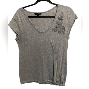 Banana Republic Gray Embellished Short Sleeve Tee